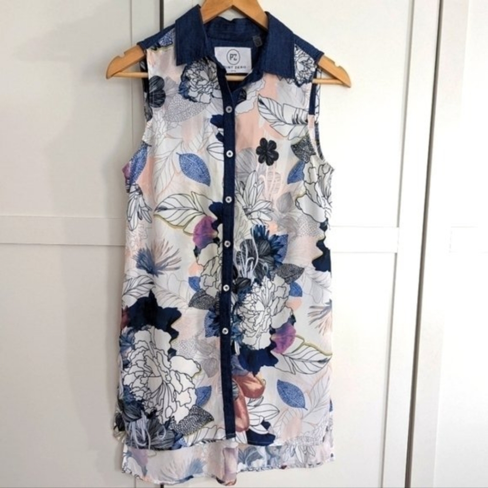 Point Zero Women's Floral Sleeveless Top Size small
